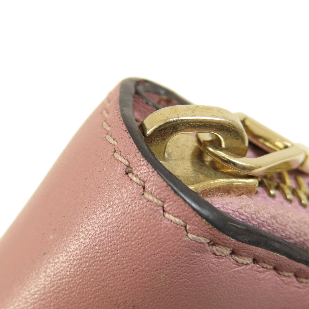 Valentino Bifold Wallet leather pink Studs Women Used Authentic