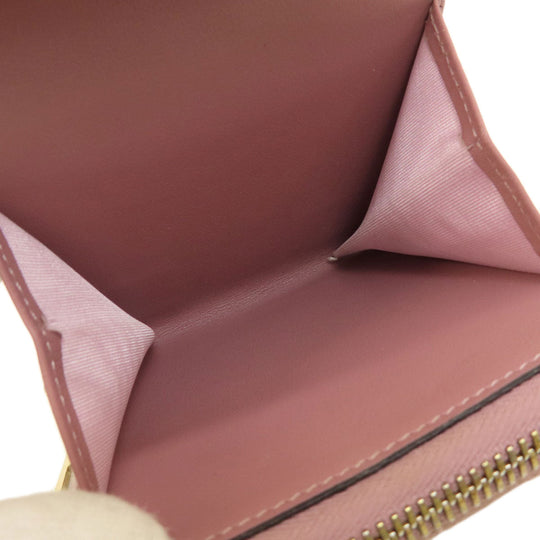 Valentino Bifold Wallet leather pink Studs Women Used Authentic