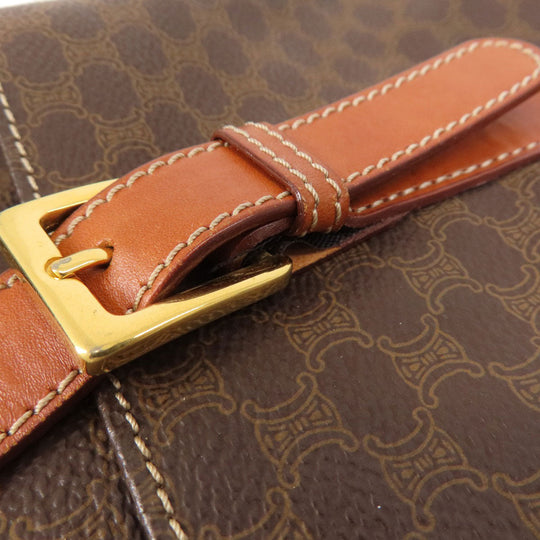 CELINE Tote Bag PVC Brown Macadam Pattern Women Used Authentic