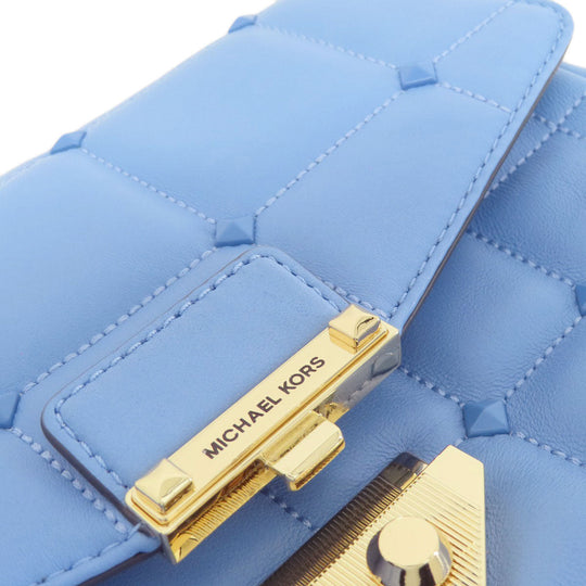 MICHAEL KORS Shoulder Bag leather blue Quilted Studded ChainShoulder Women Used Authentic