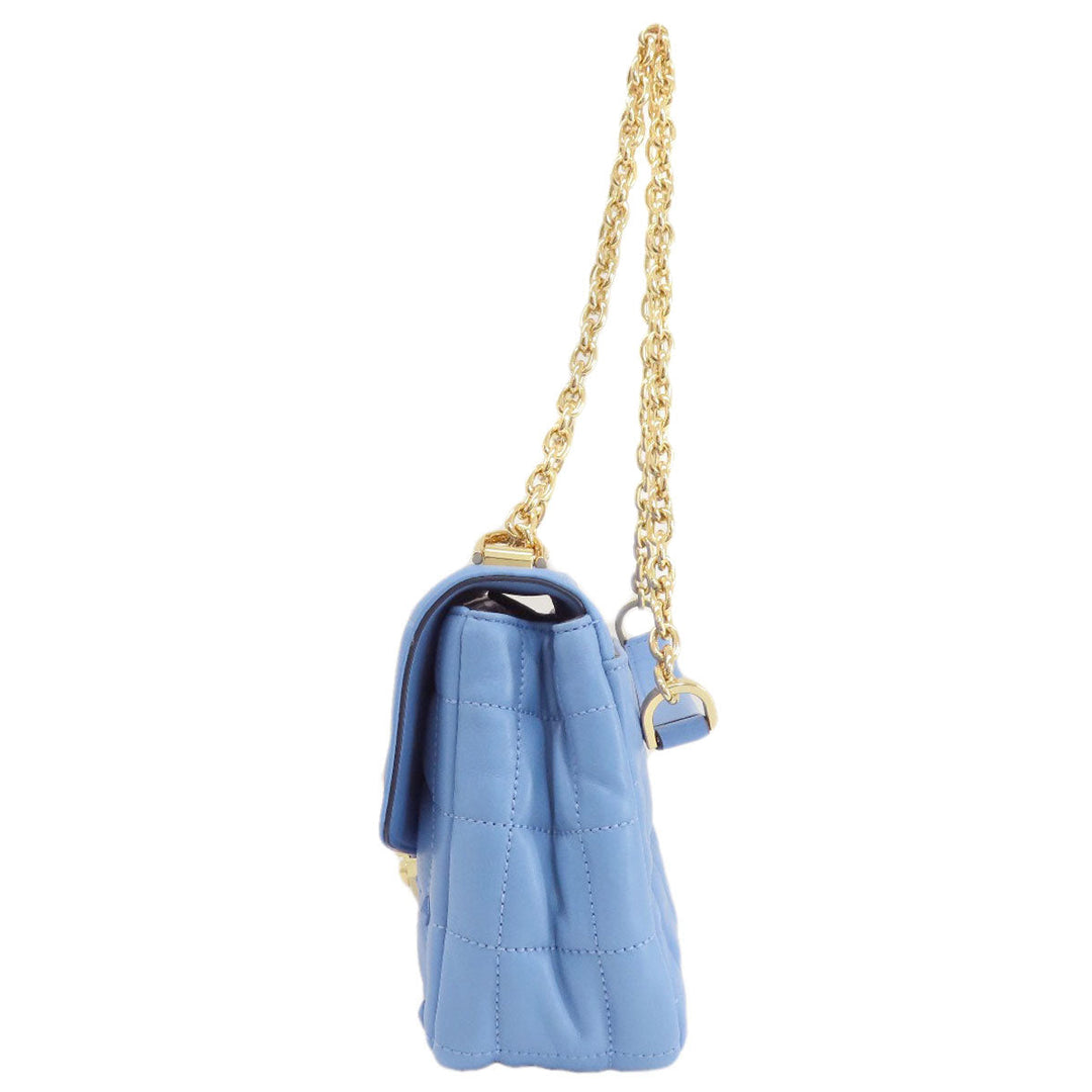 MICHAEL KORS Shoulder Bag leather blue Quilted Studded ChainShoulder Women Used Authentic