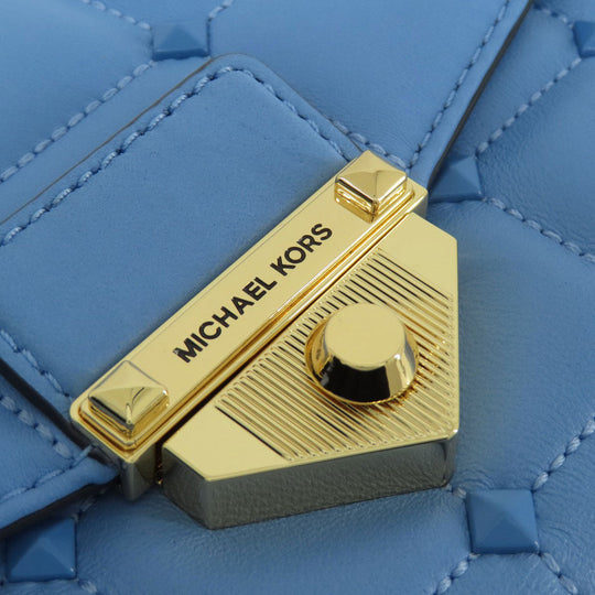 MICHAEL KORS Shoulder Bag leather blue Quilted Studded ChainShoulder Women Used Authentic