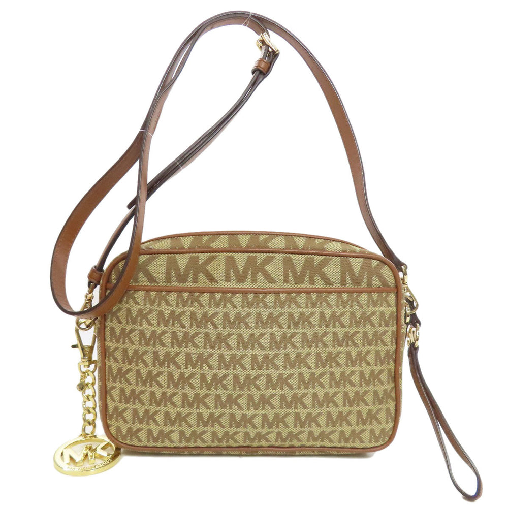 MICHAEL KORS Shoulder Bag canvas Brown MK signature Women Used Authentic