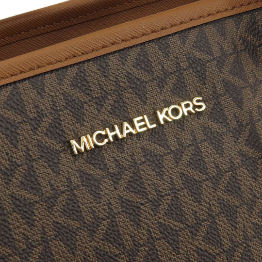 MICHAEL KORS Tote Bag PVC Brown MK signature Women Used Authentic