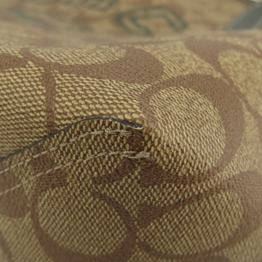 COACH Tote Bag PVC Brown Signature Women Used Authentic