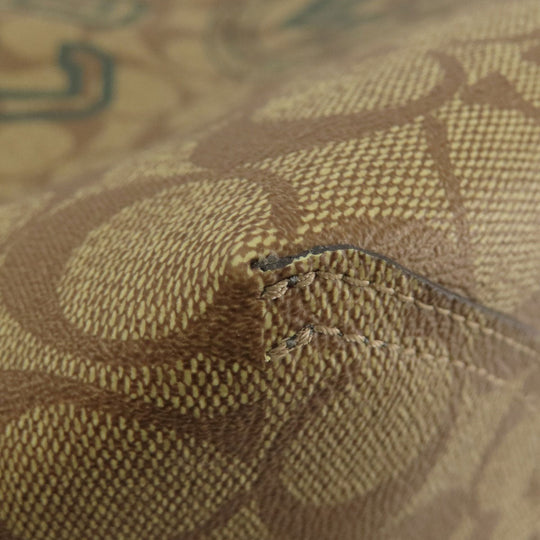 COACH Tote Bag PVC Brown Signature Women Used Authentic