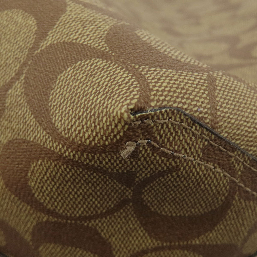 COACH Tote Bag PVC Brown Signature Women Used Authentic