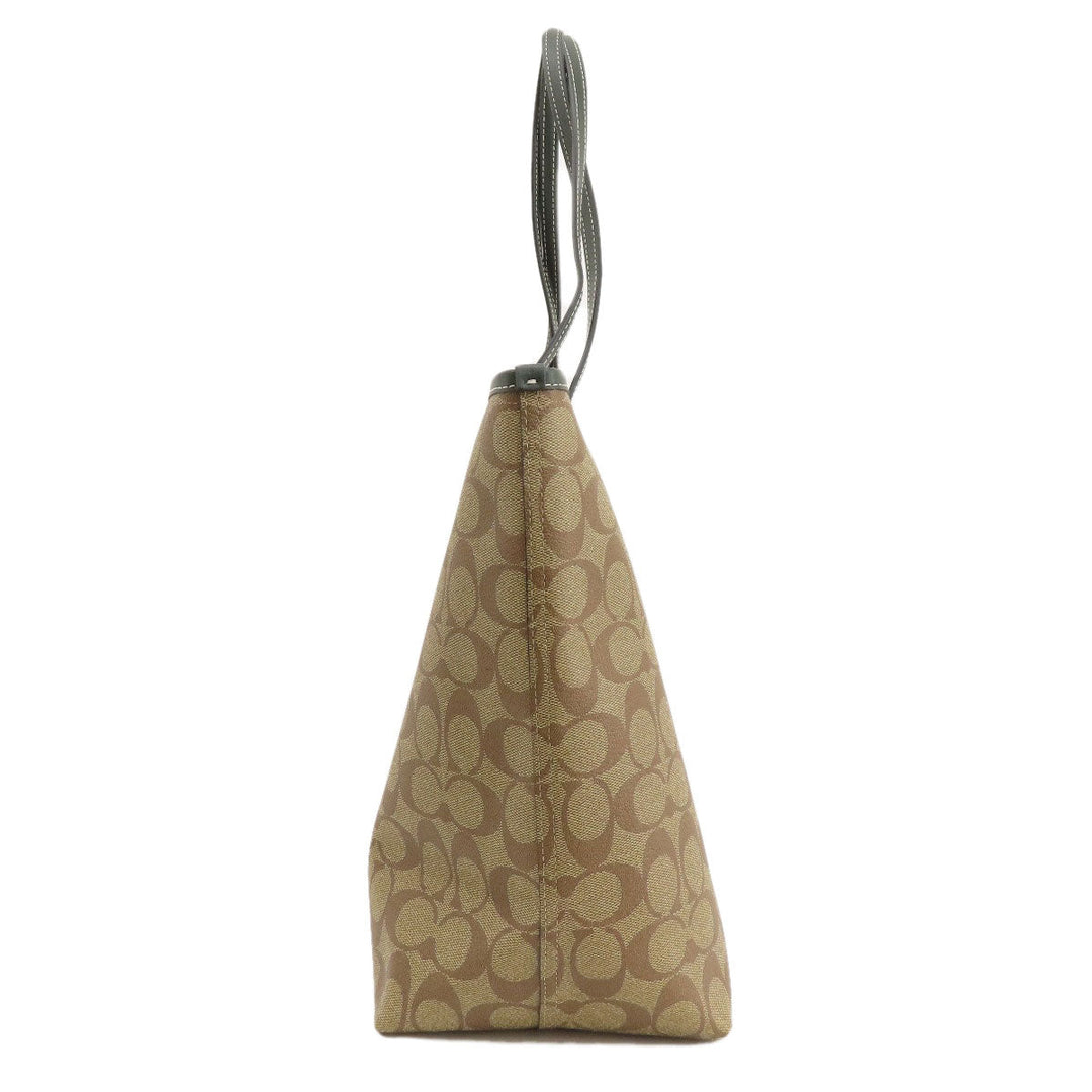 COACH Tote Bag PVC Brown Signature Women Used Authentic