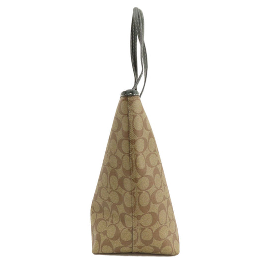 COACH Tote Bag PVC Brown Signature Women Used Authentic