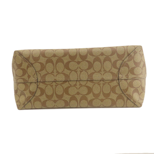 COACH Tote Bag PVC Brown Signature Women Used Authentic