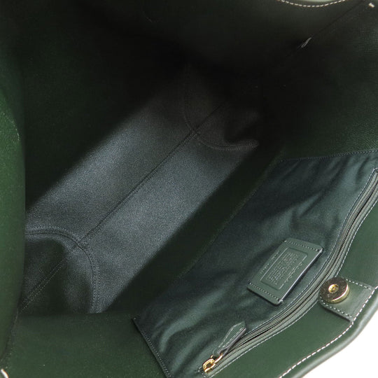 COACH Tote Bag PVC Brown Signature Women Used Authentic