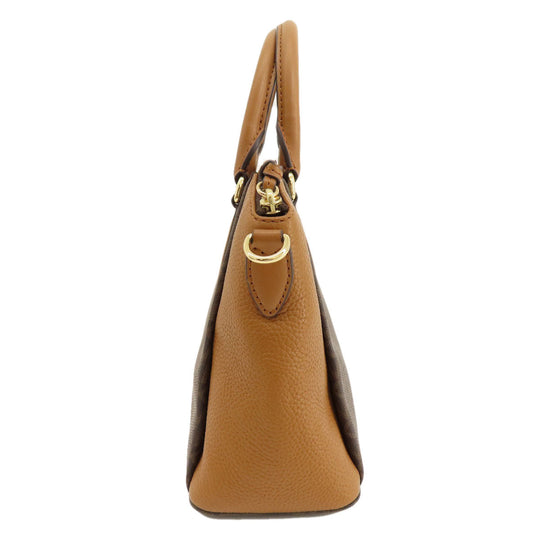 MICHAEL KORS Handbag PVC Brown MK Signature 2WAY Women Used Authentic