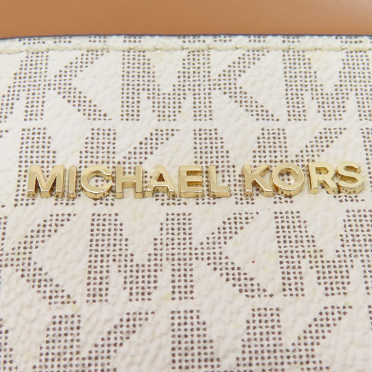 MICHAEL KORS Shoulder Bag PVC white MK signature Women Used Authentic