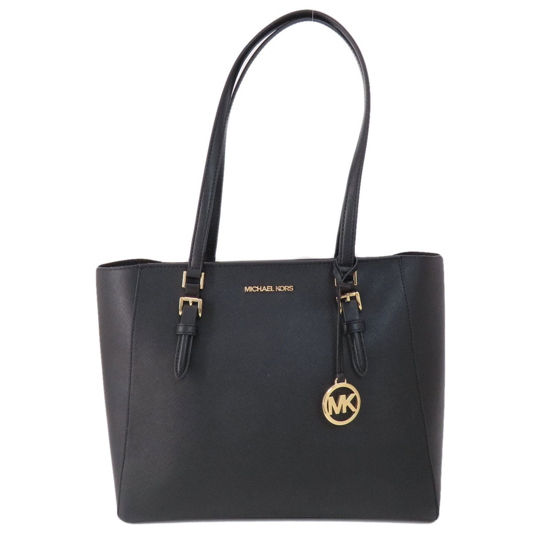 MICHAEL KORS Tote Bag PVC black logo Women Used Authentic