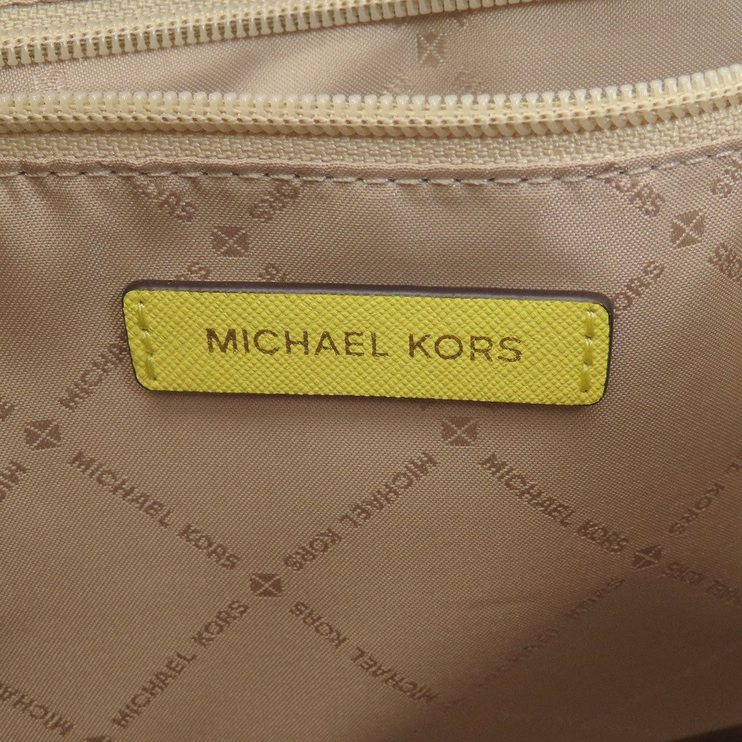 MICHAEL KORS Tote Bag leather yellow Ciara 2WAY Women Used Authentic