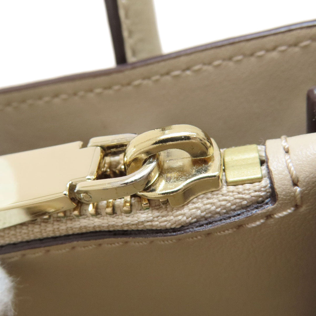 MICHAEL KORS Handbag leather gray logoMetal 2WAY Women Used Authentic