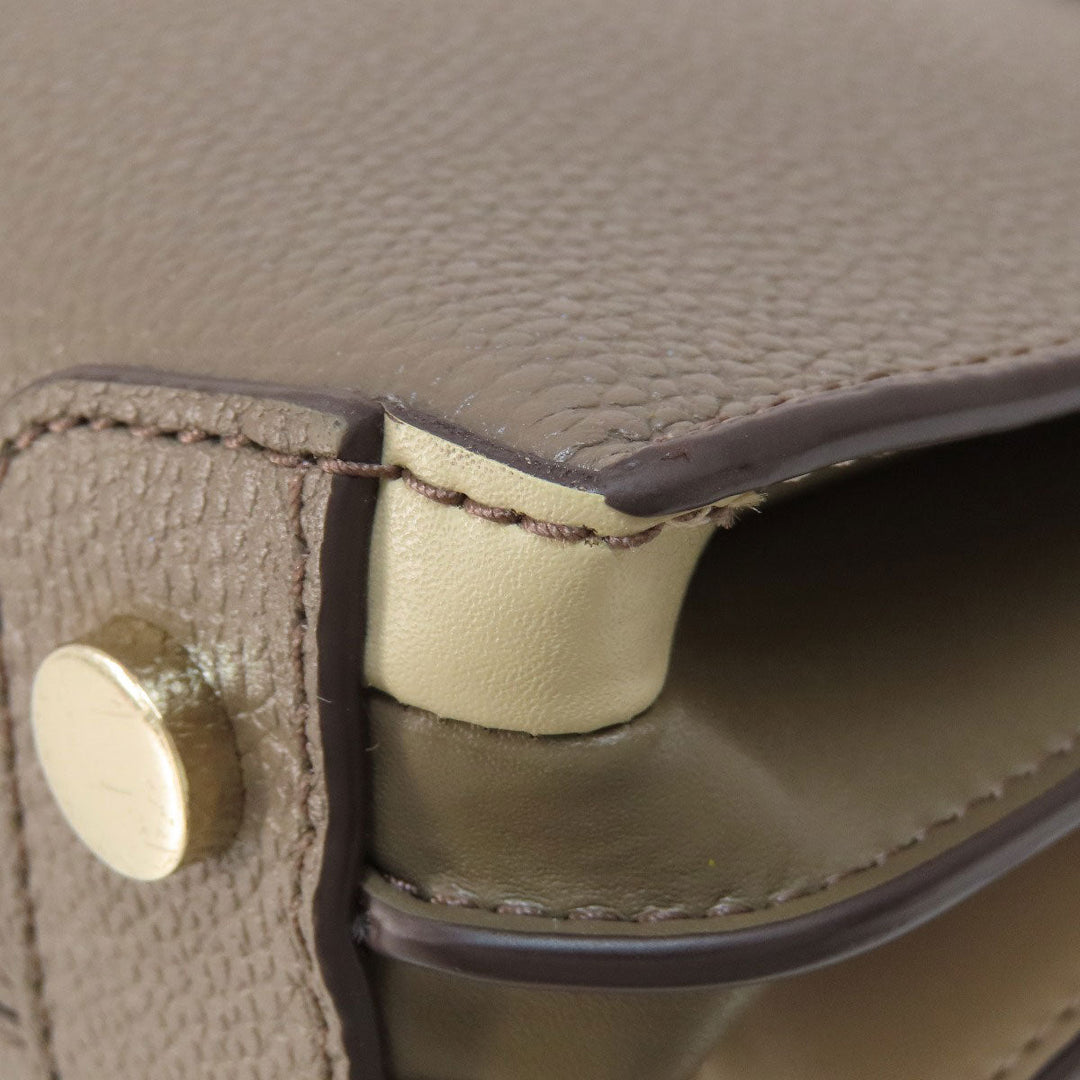 MICHAEL KORS Handbag leather gray logoMetal 2WAY Women Used Authentic