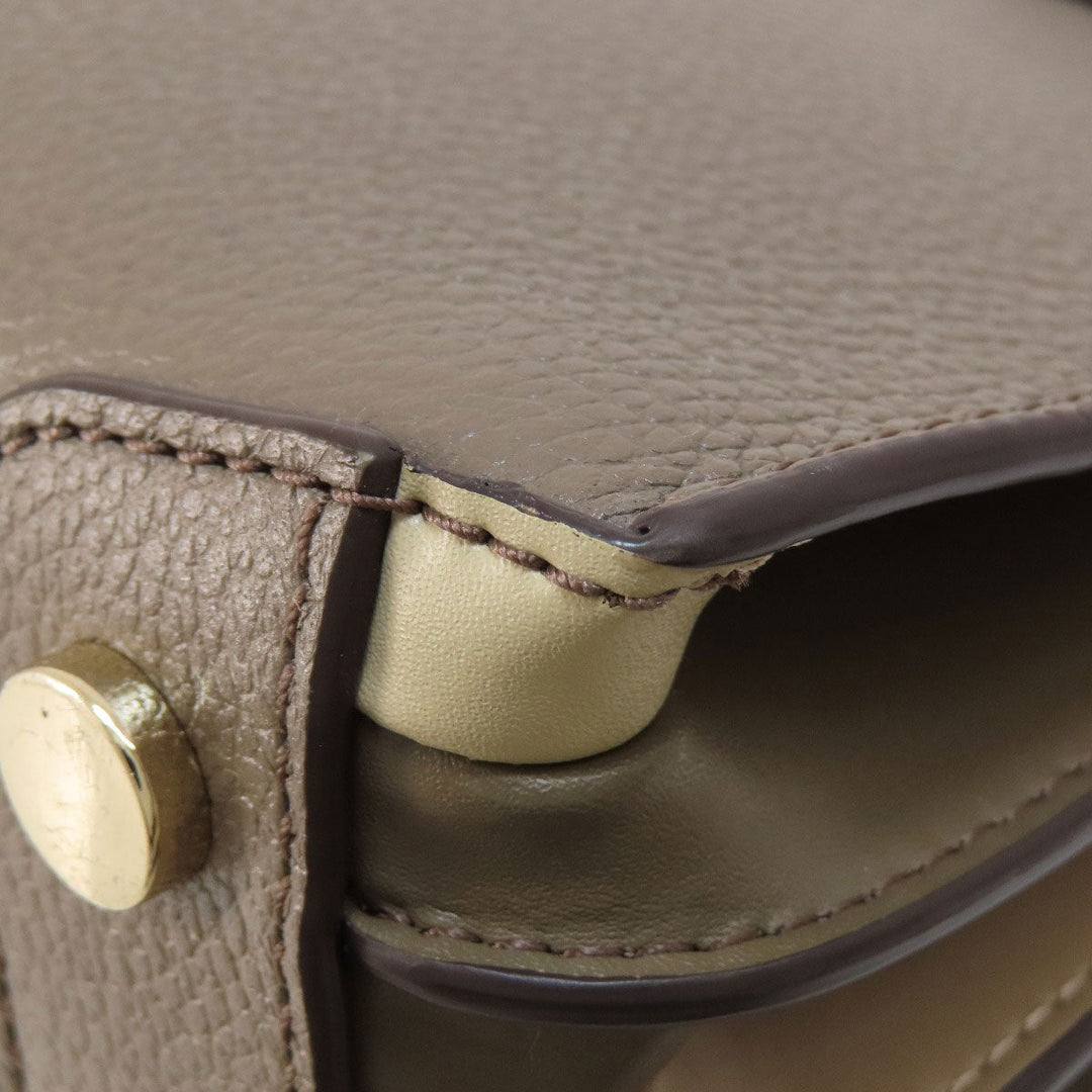 MICHAEL KORS Handbag leather gray logoMetal 2WAY Women Used Authentic