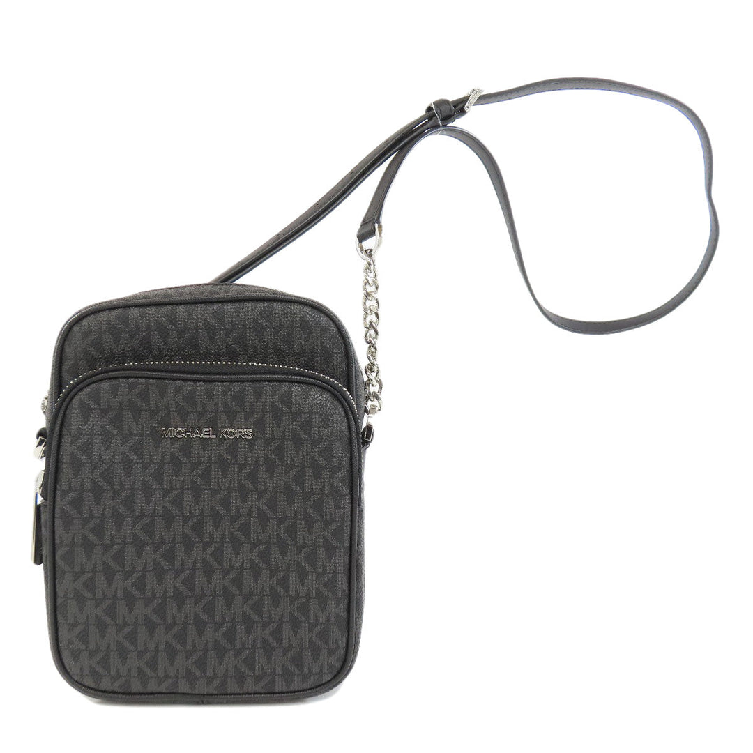 MICHAEL KORS Shoulder Bag PVC black MK signature Women Used Authentic