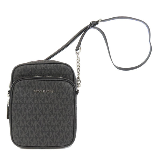 MICHAEL KORS Shoulder Bag PVC black MK signature Women Used Authentic