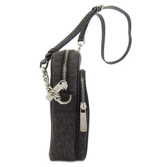 MICHAEL KORS Shoulder Bag PVC black MK signature Women Used Authentic