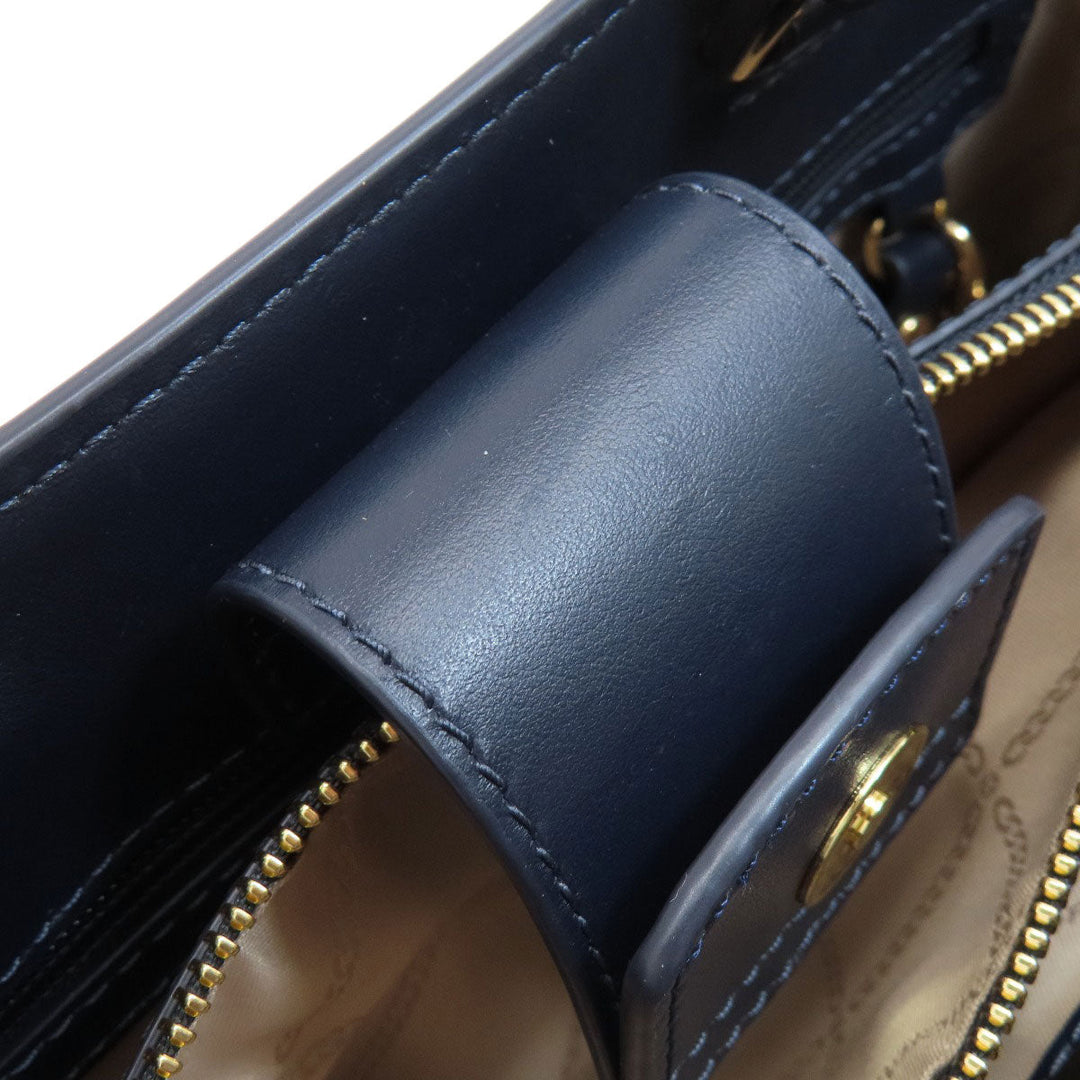 MICHAEL KORS Tote Bag leather Navy 2WAY Women Used Authentic