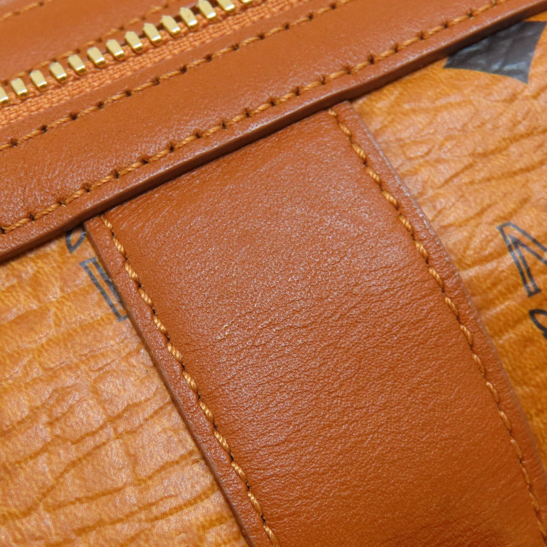 MCM Boston Duffel bag PVC Brown logo Women Used Authentic