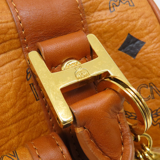 MCM Boston Duffel bag PVC Brown logo Women Used Authentic