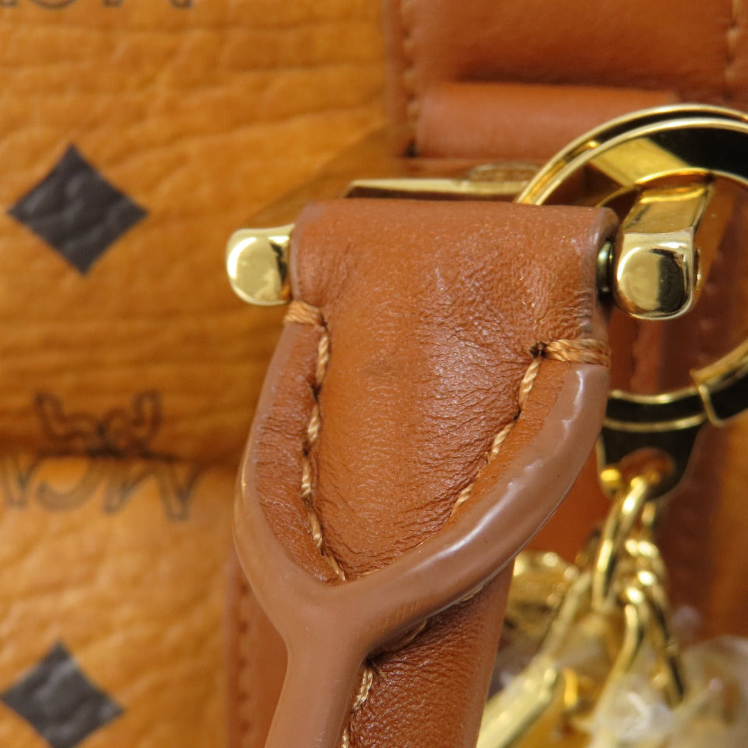 MCM Boston Duffel bag PVC Brown logo Women Used Authentic