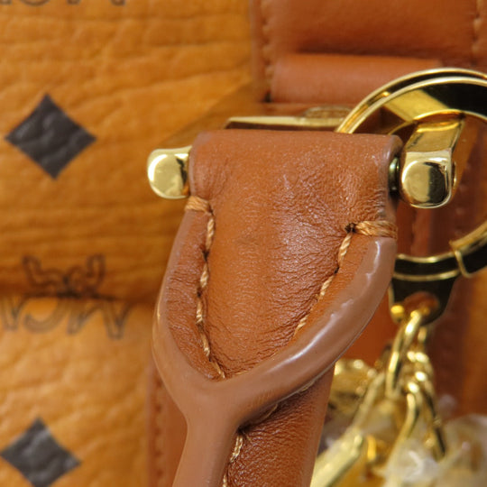 MCM Boston Duffel bag PVC Brown logo Women Used Authentic