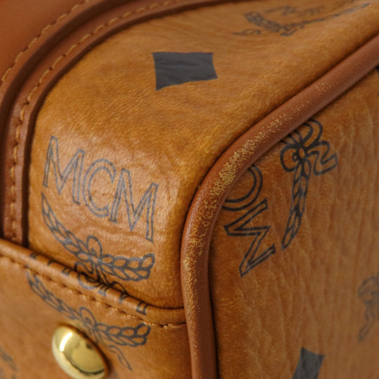 MCM Boston Duffel bag PVC Brown logo Women Used Authentic
