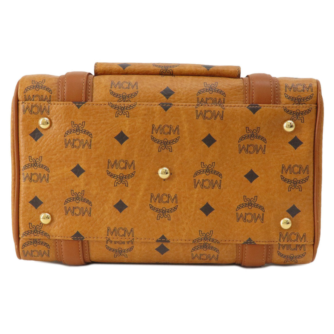 MCM Boston Duffel bag PVC Brown logo Women Used Authentic
