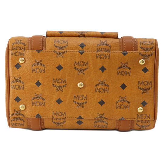 MCM Boston Duffel bag PVC Brown logo Women Used Authentic