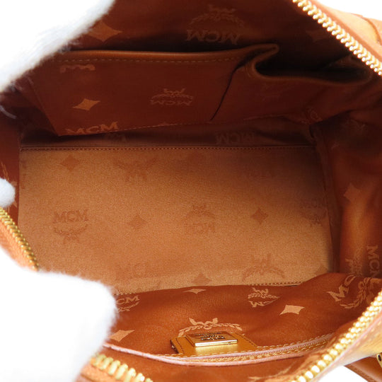 MCM Boston Duffel bag PVC Brown logo Women Used Authentic