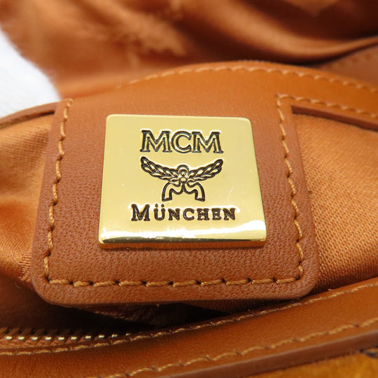 MCM Boston Duffel bag PVC Brown logo Women Used Authentic