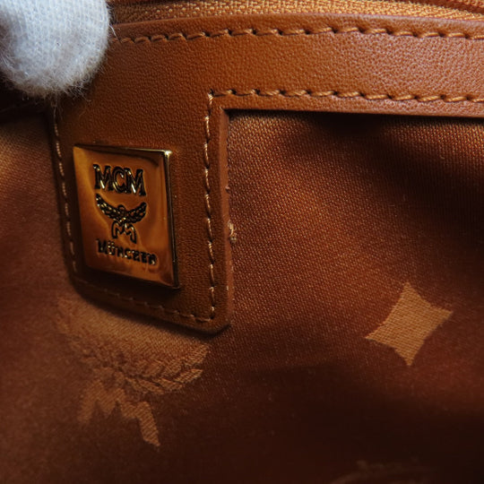 MCM Boston Duffel bag PVC Brown logo Women Used Authentic