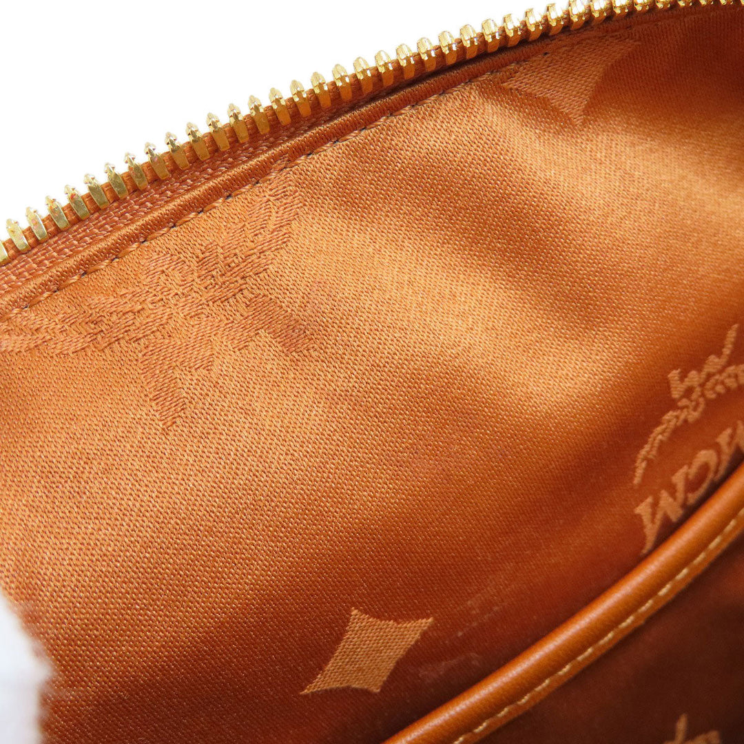 MCM Boston Duffel bag PVC Brown logo Women Used Authentic