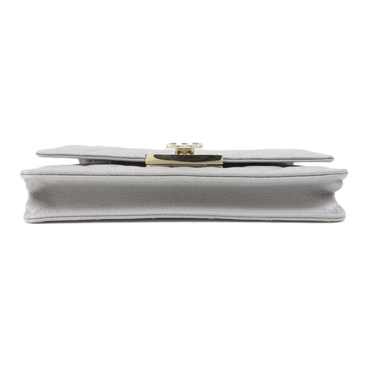CHANEL Shoulder Bag Caviar skin gray Chain Wallet Matelasse COCO Mark Gold Metal