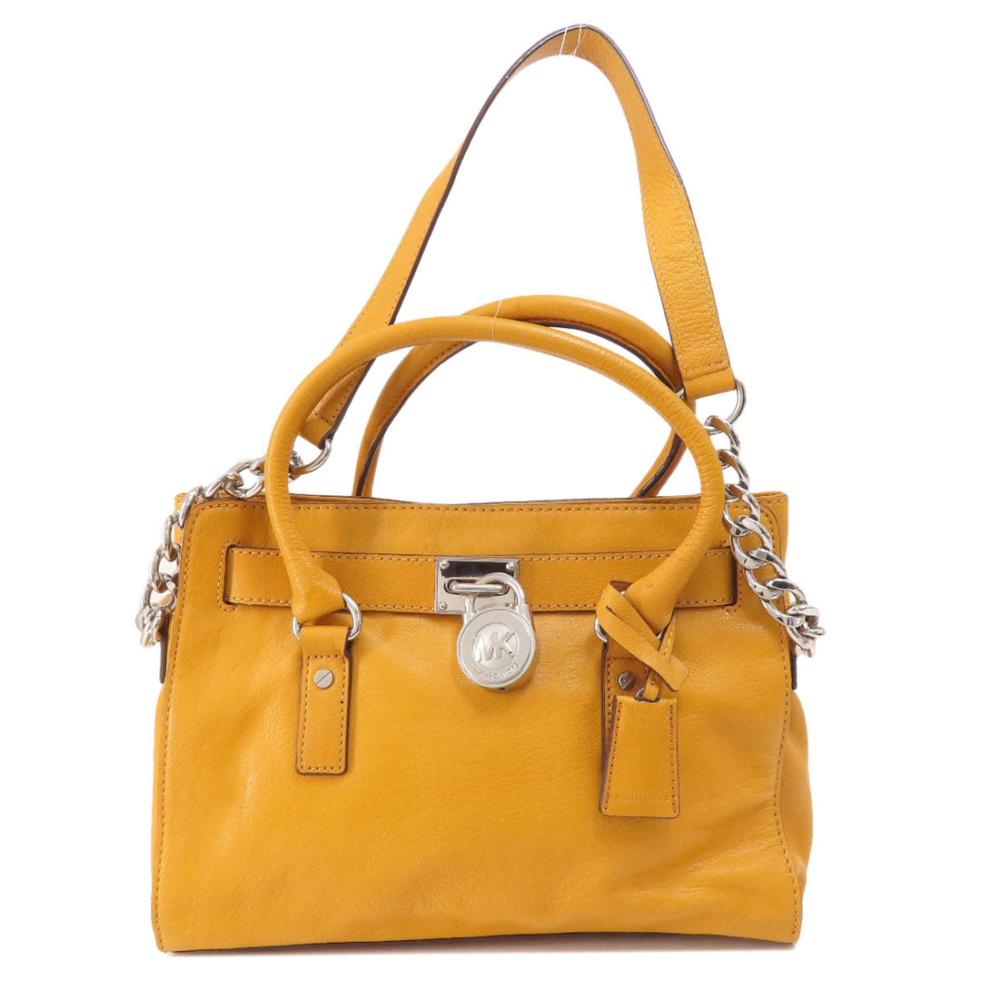 MICHAEL KORS Handbag leather yellow 2WAY Women Used Authentic