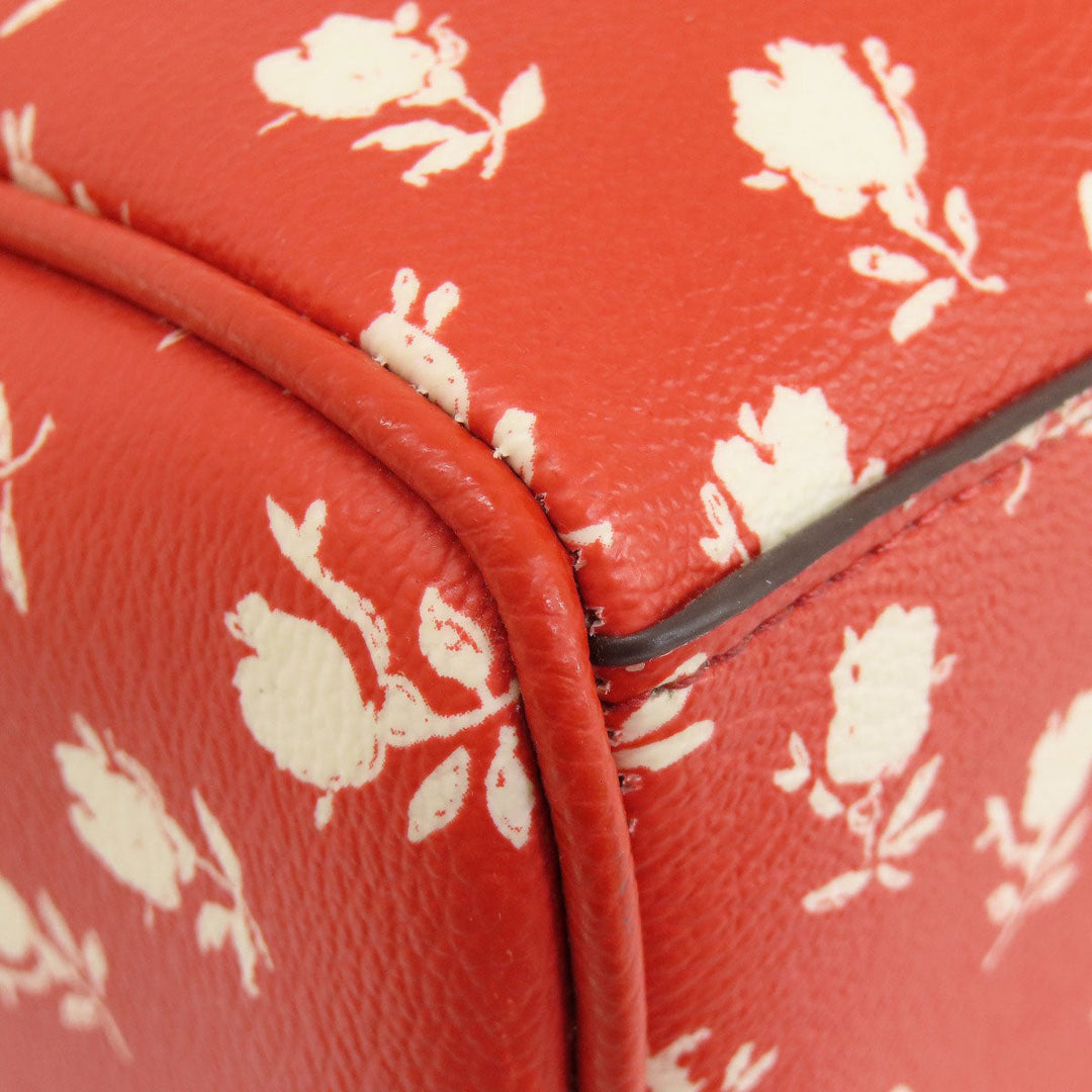 COACH Handbag F38160 PVC Red logo 2WAY flower motif Women Used Authentic