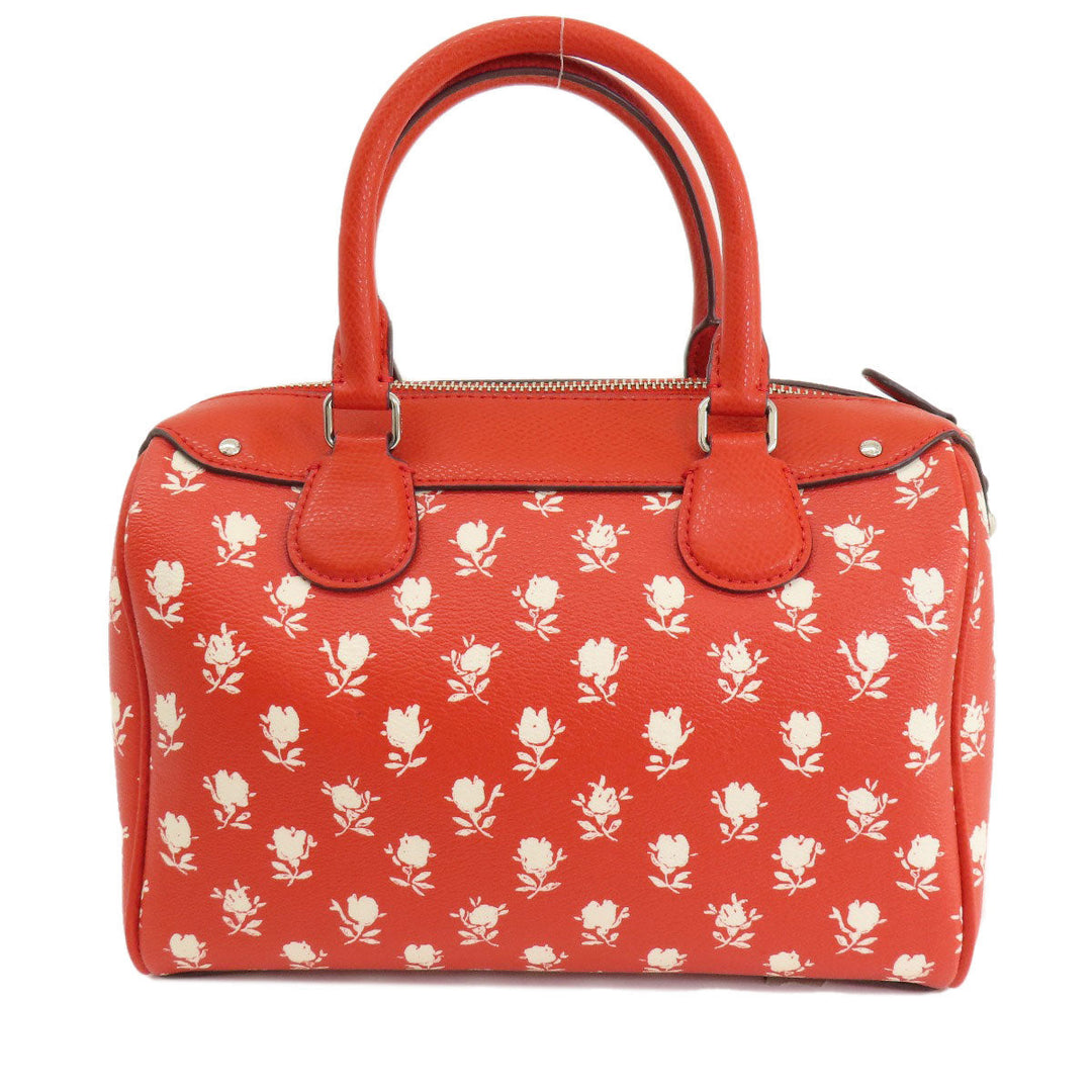 COACH Handbag F38160 PVC Red logo 2WAY flower motif Women Used Authentic