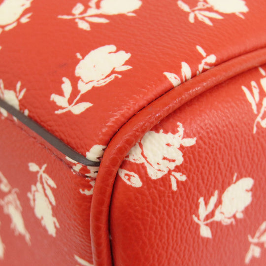 COACH Handbag F38160 PVC Red logo 2WAY flower motif Women Used Authentic
