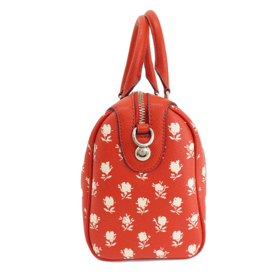 COACH Handbag F38160 PVC Red logo 2WAY flower motif Women Used Authentic