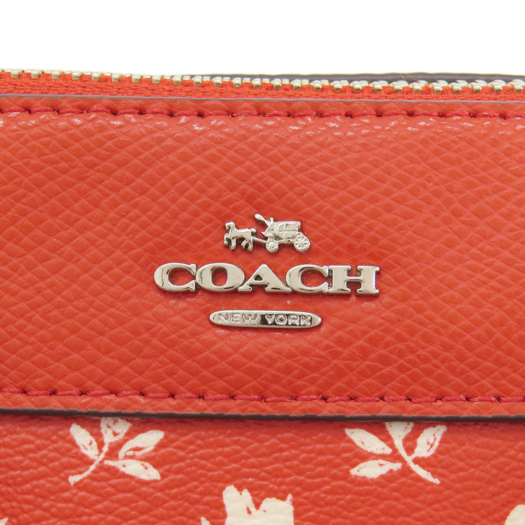 COACH Handbag F38160 PVC Red logo 2WAY flower motif Women Used Authentic