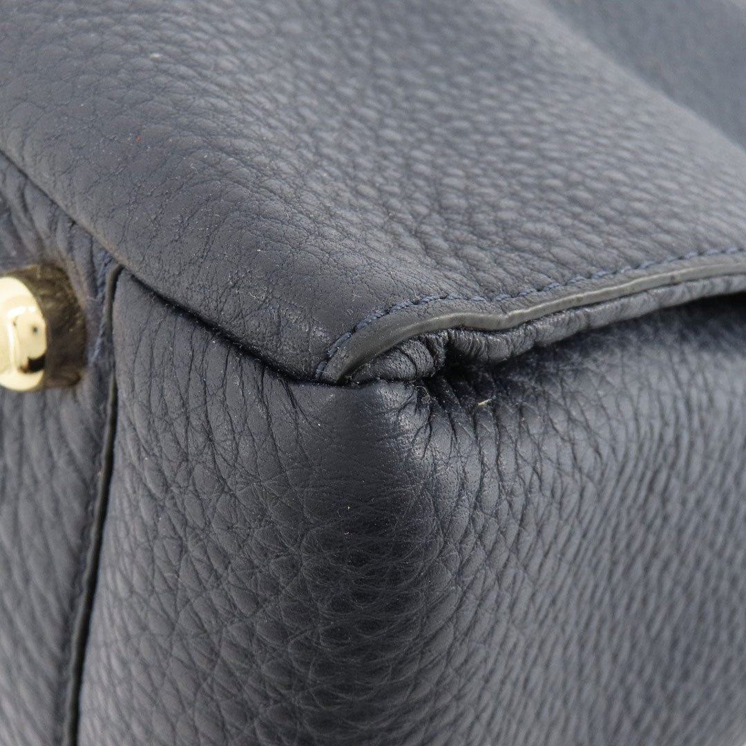 COACH Handbag F35185 leather Navy logo 2WAY Women Used Authentic