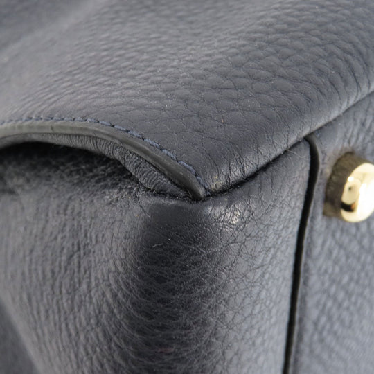 COACH Handbag F35185 leather Navy logo 2WAY Women Used Authentic