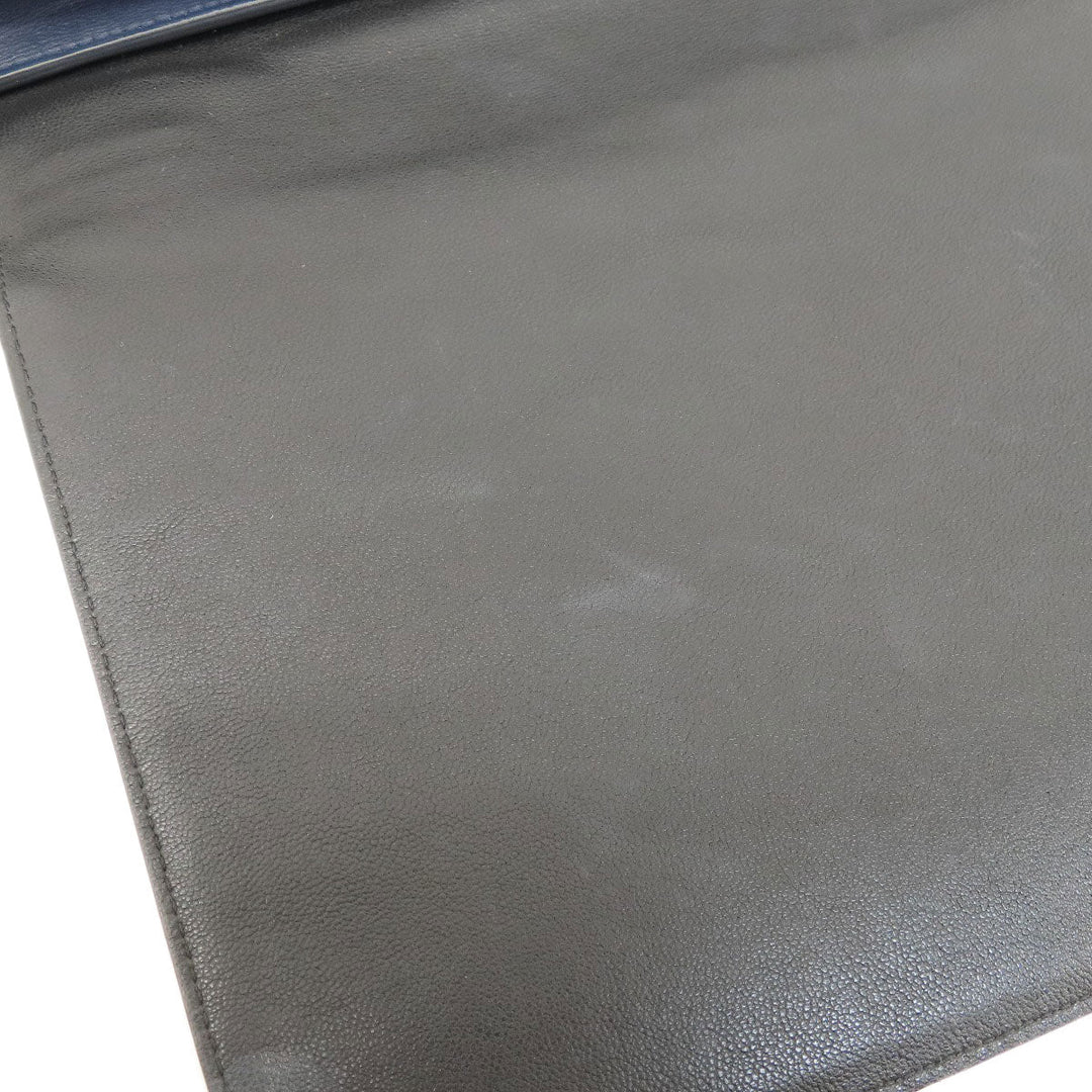 CELINE Tote Bag Leather, Canvas Navy Trapeze Women Used Authentic