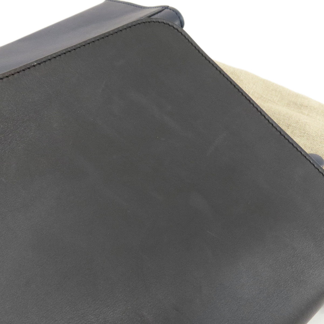 CELINE Tote Bag Leather, Canvas Navy Trapeze Women Used Authentic