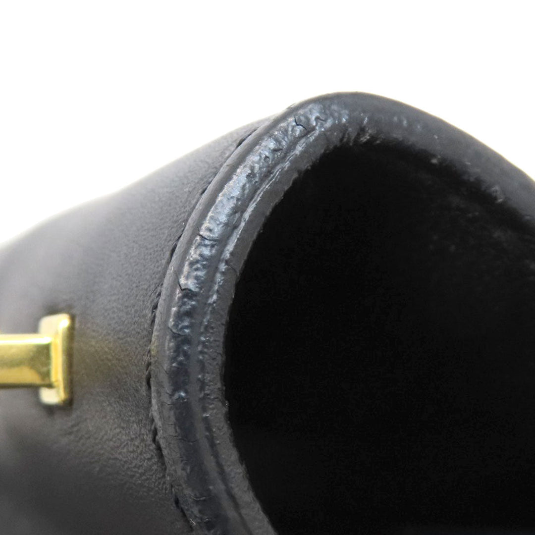 CELINE Tote Bag Leather, Canvas Navy Trapeze Women Used Authentic