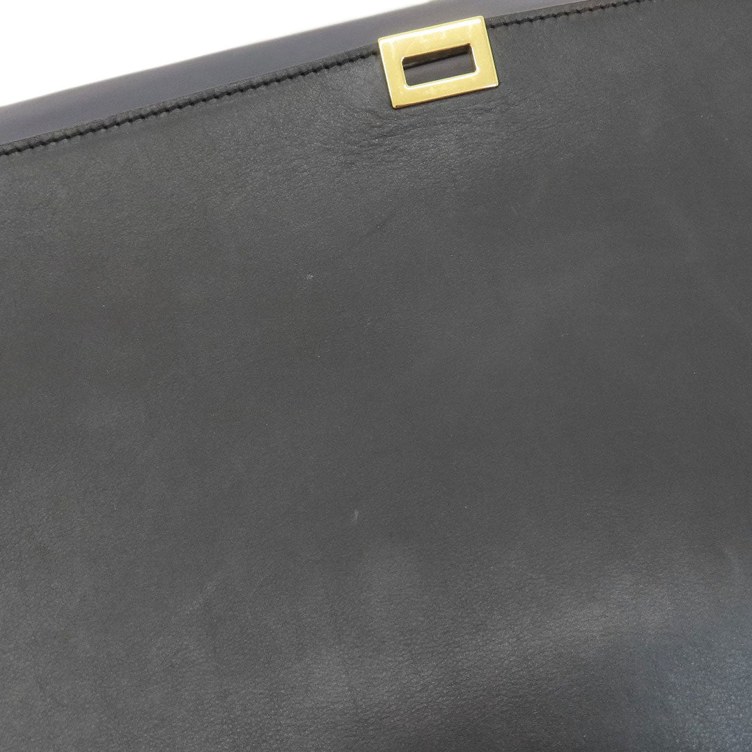 CELINE Tote Bag Leather, Canvas Navy Trapeze Women Used Authentic